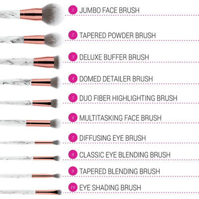 BH Cosmetics Marble Luxe 10 pcs Brush Set